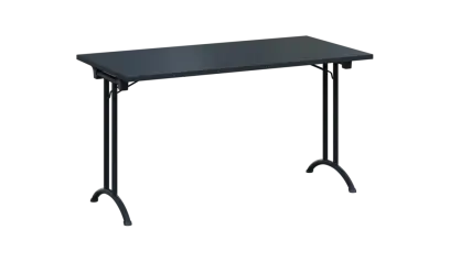 SLA 140 lak skládací jednací stůl 1394x700, deska 25 mm, podnož černý lak, deska antracit